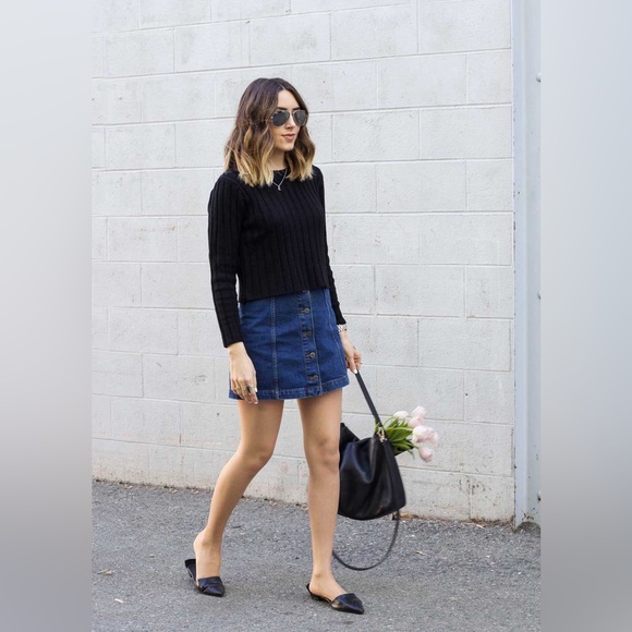 Topshop mini button front Denim skirt - Picture 2 of 11